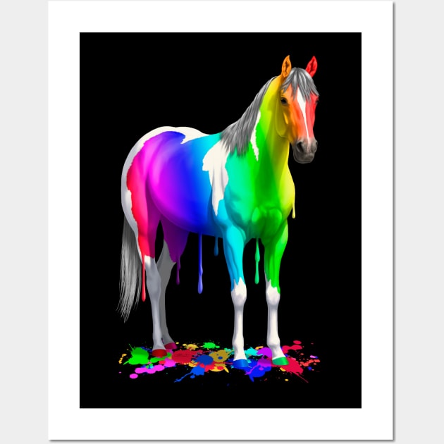 Colorful Rainbow Paint Horse Wall Art by csforest